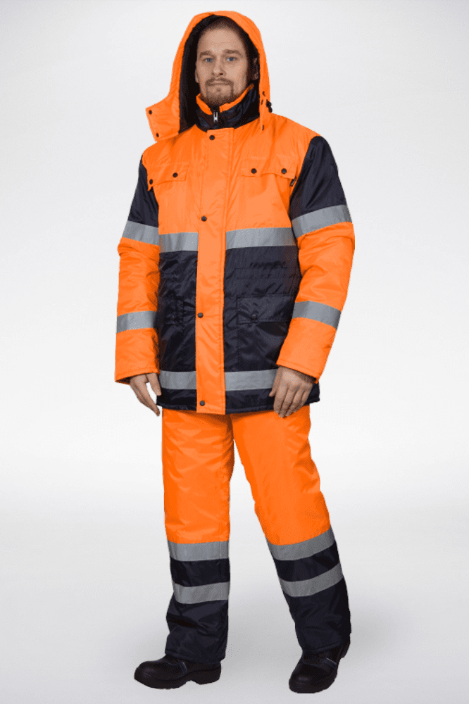 Костюм рабочий Спектр-2 сигнальный утепленный, куртка+полукомбинезон