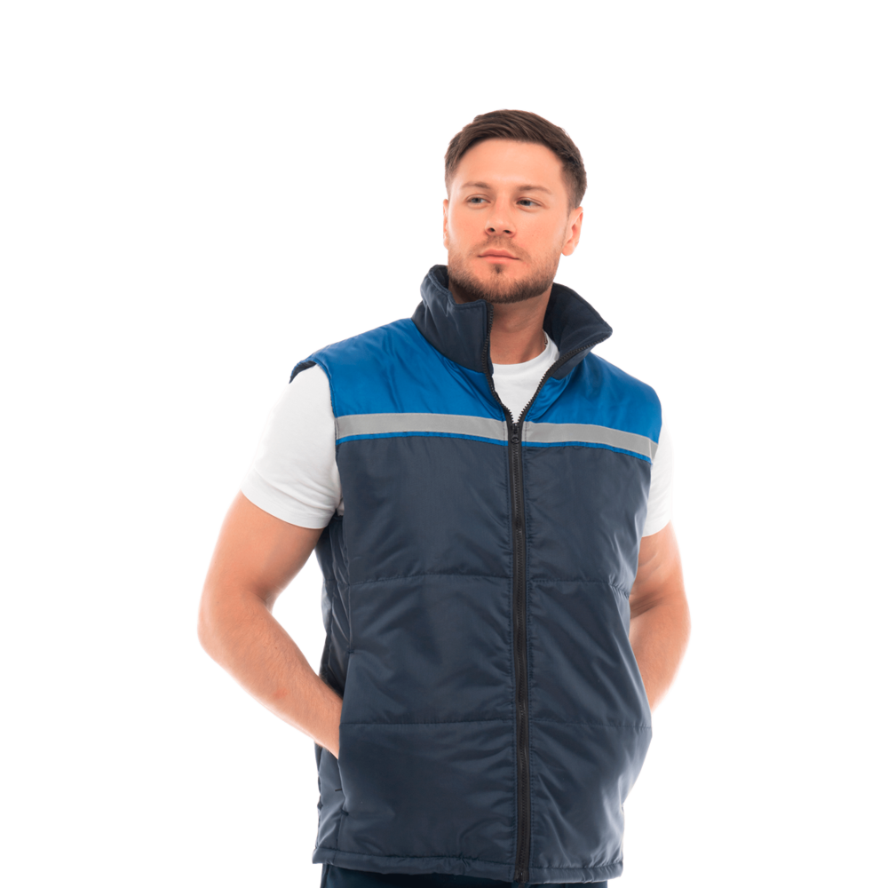 Жилет рабочий утепленный Мастер, темно-синий-василек