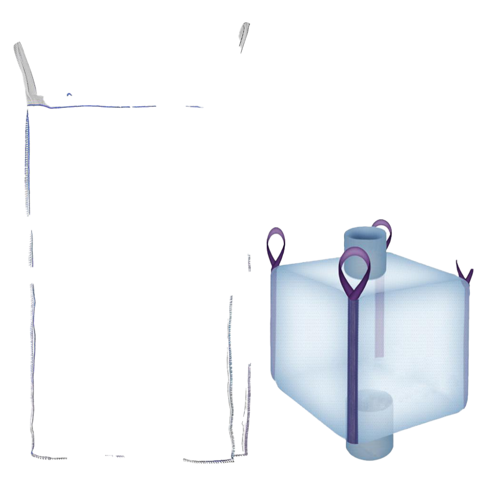 Биг-Бэг четырехстропный 95 х 95 х 180 см, верх клапан, низ клапан