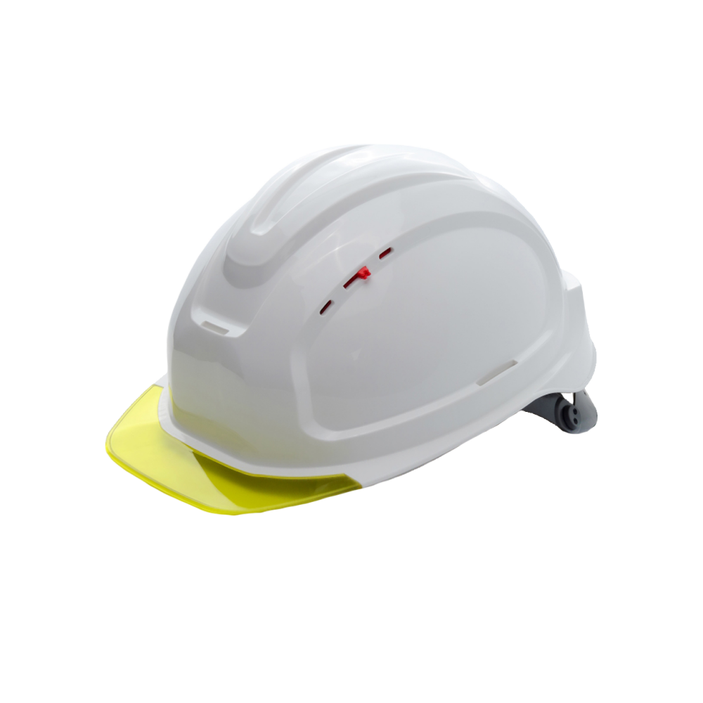 Каска защитная СОМЗ-80 Абсолют Престиж Rapid белая, желтый козырёк