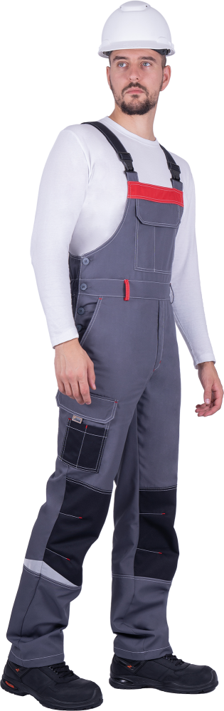 Полукомбинезон ТУРБО SAFETY летний, серый-чёрный-красный