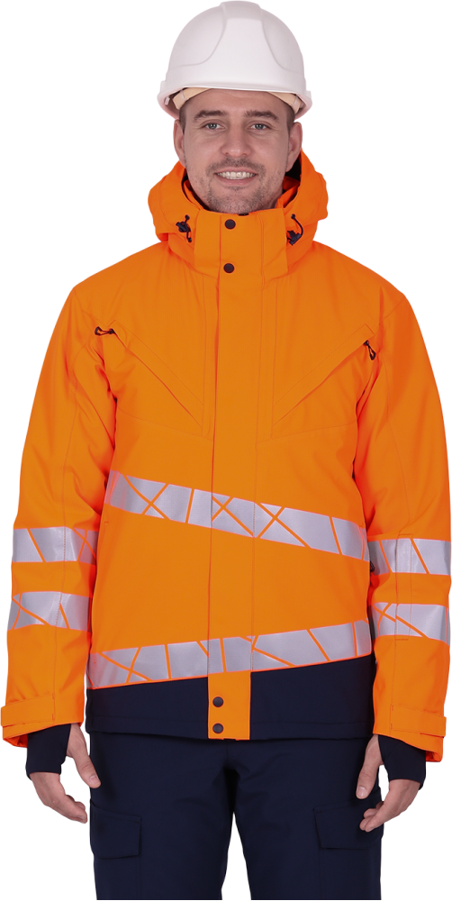 Куртка мужская утепленная ACTIVE, флуоресцентный оранжевый-синий