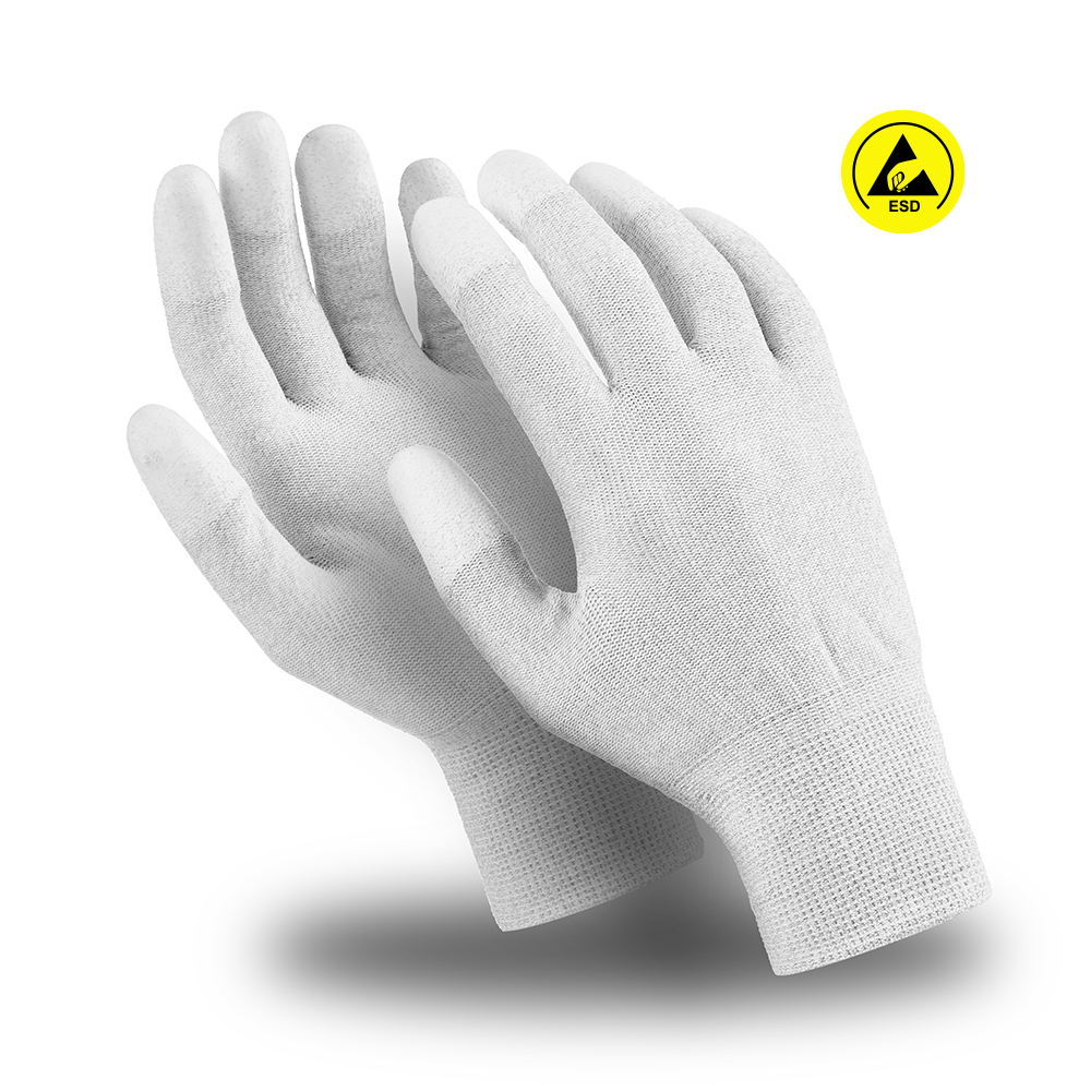 Перчатки МИКРОСТАТИК (MG-163), ESD, нейлон/карбон, полиуретан на пальцах, оверлок из термонити, цвет