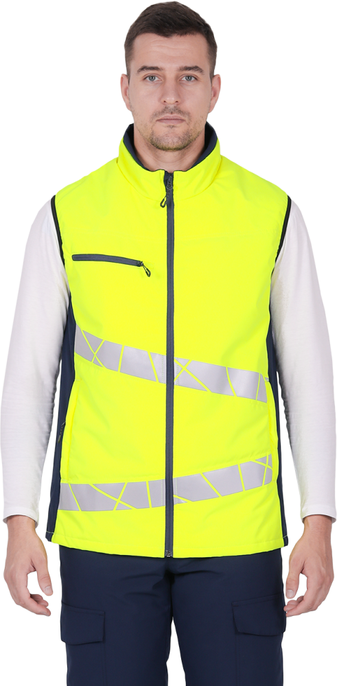 Жилет мужской утепленный ACTIVE, флуоресцентный желтый-синий