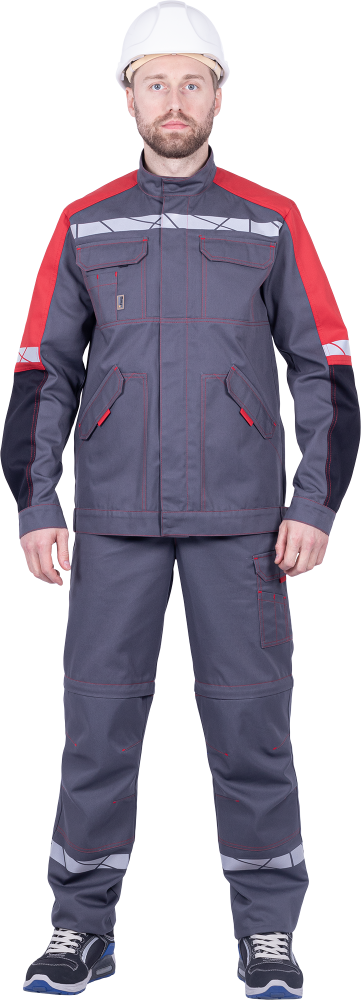 Куртка ХАЙ-ТЕК SAFETY летняя, серый-красный-черный