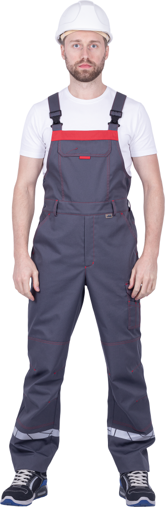 Полукомбинезон ХАЙ-ТЕК SAFETY летний, серый-красный