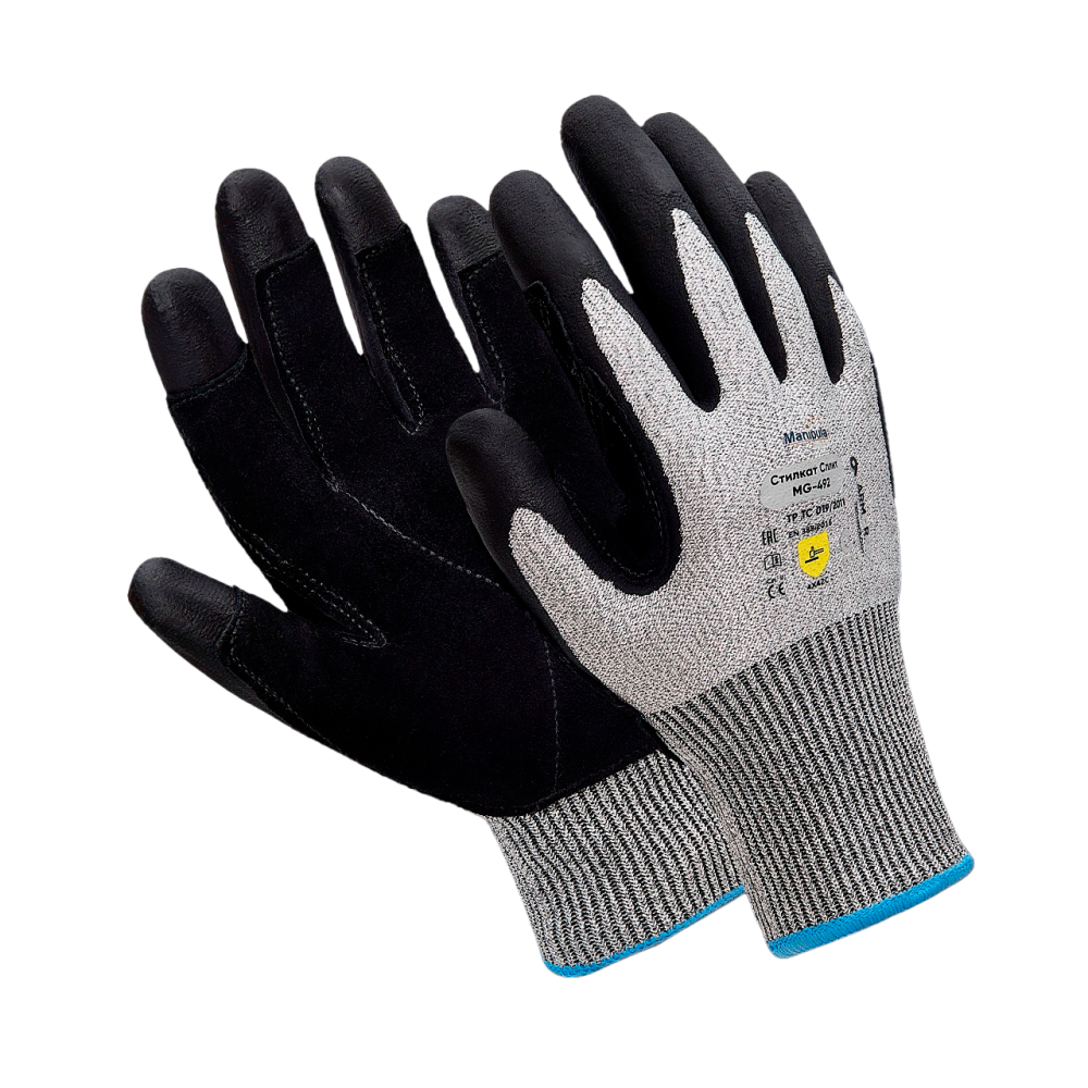 Перчатки СТИЛКАТ СПЛИТ (MG-492), Armorcut Technology, нитрил частичный, спилок, оверлок