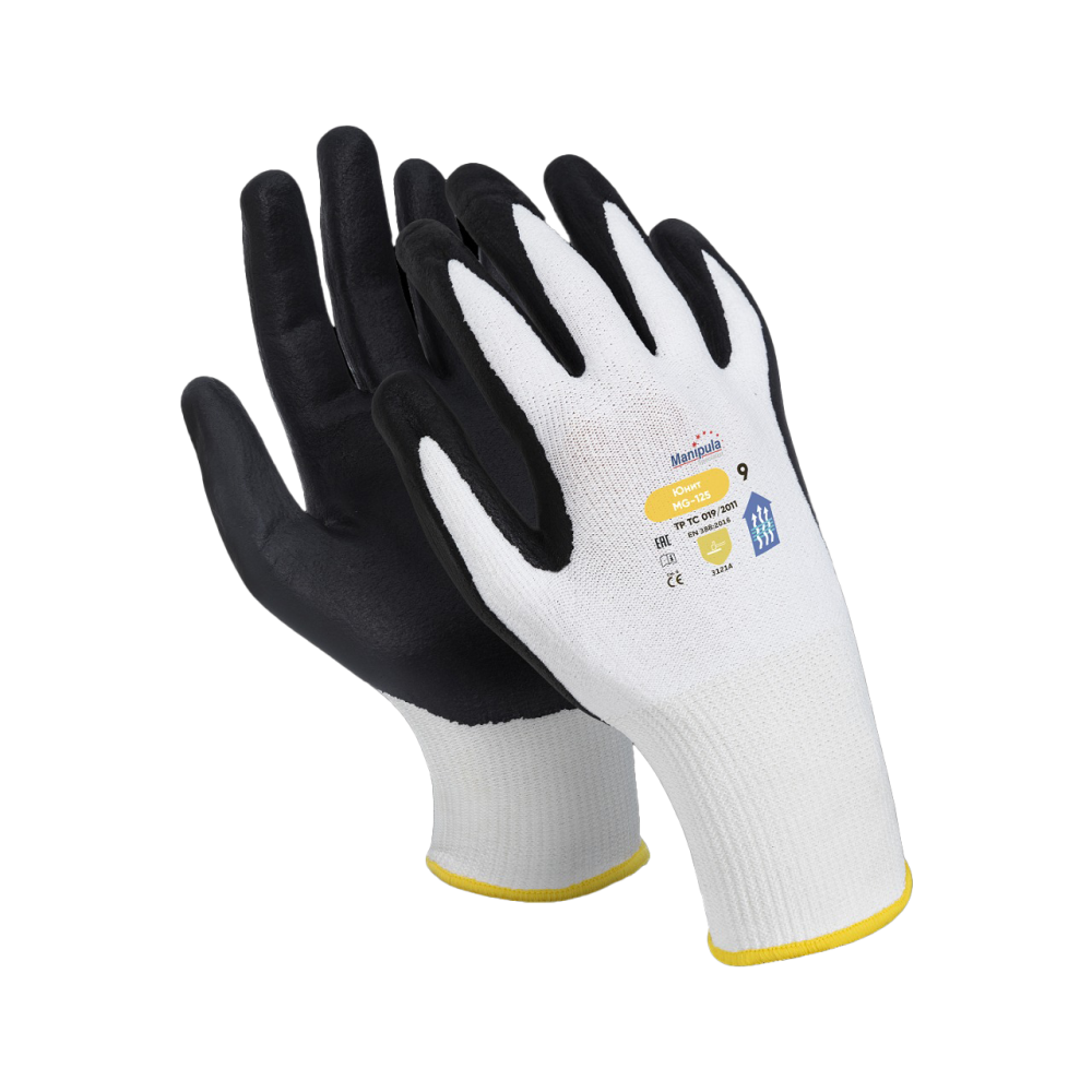 Перчатки ЮНИТ (MG-125), полиэфир, спандекс, нитрил частичный, оверлок