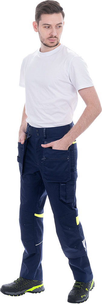 Брюки ACTIVE FLEX / АКТИВ ФЛЕКС, летние, т.синий-флуоресцентный желтый