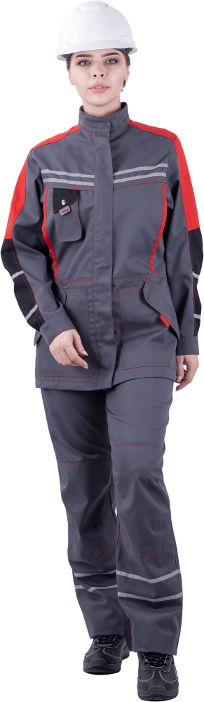 Куртка ХАЙ-ТЕК летняя, серый-красный-черный, женская